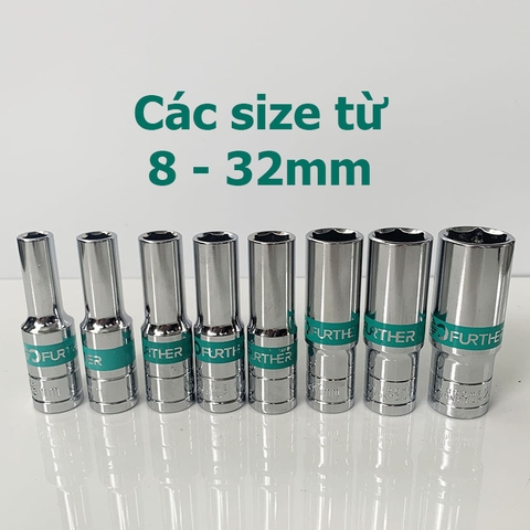 Đầu Khẩu Dài -1/2 Chất Lượng FURTHER - Lẻ Đủ Size