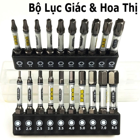 Bộ Lục Giác Hoa Thị lắp nhanh máy Khoan Bắn vít bằng Thép Hợp Kim NunChaku D2