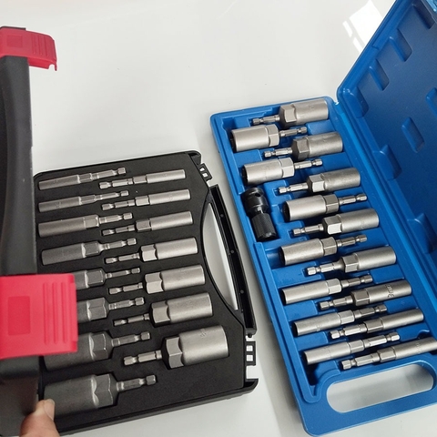 Bộ Đầu Khẩu Chụp Sâu Lòng Dài 80mm Chân Lục Giác Lắp Máy Khoan Bắn Vít 15 Chi Tiết