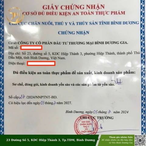 Yến sào Bình Dương Gia | Mô hình 4 trong 1 (Nhà nuôi yến - Sản xuất - Chế biến - Bán hàng) tại Bình Dương