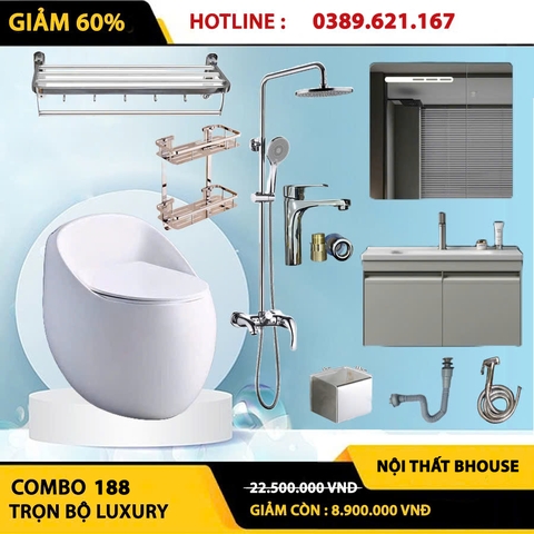 Combo phòng tắm, combo nhà tắm, trọn bộ thiết bị vệ sinh phòng tắm 188