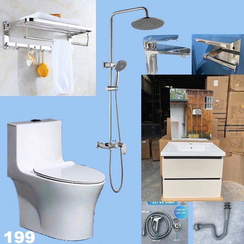 Combo phòng tắm, combo nhà tắm, trọn bộ thiết bị vệ sinh phòng tắm 199