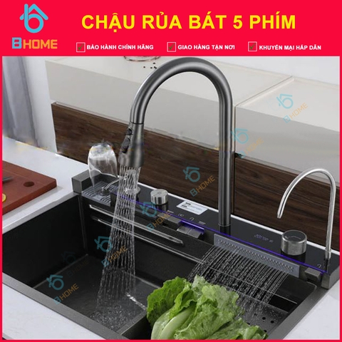 Bộ Chậu rửa bát Thác cao cấp 5 Phím Đàn