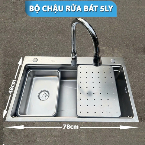 Bộ Chậu rửa bát 5 ly cao cấp 78x48