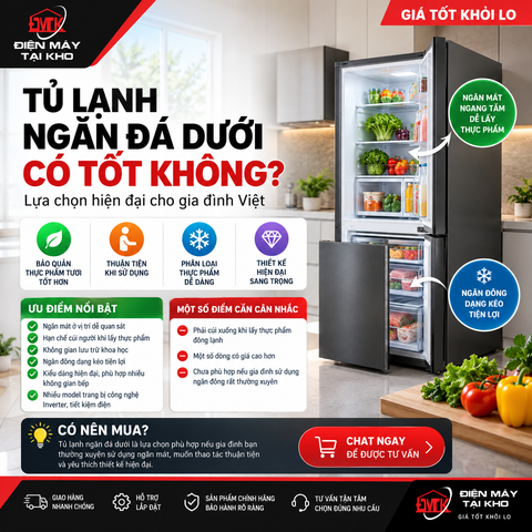 Tủ Lạnh Ngăn Đá Dưới Có Tốt Không? Ưu Nhược Điểm Chọn Mua