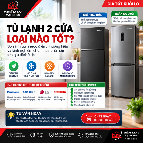Tủ Lạnh 2 Cửa Loại Nào Tốt? Kinh Nghiệm Chọn Tủ Lạnh Phù Hợp Gia Đình