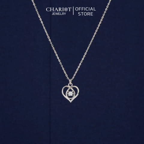 Dây chuyền bạc DCJ46 S925 trái tim đính đá, quà tặng 8-3 ý nghĩa, Chariot Jewelry
