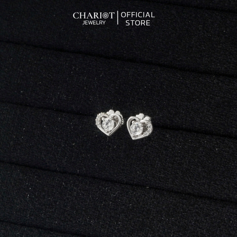 Khuyên tai Bạc ECJ23 Trái tim đá s925 ChariotJewelry