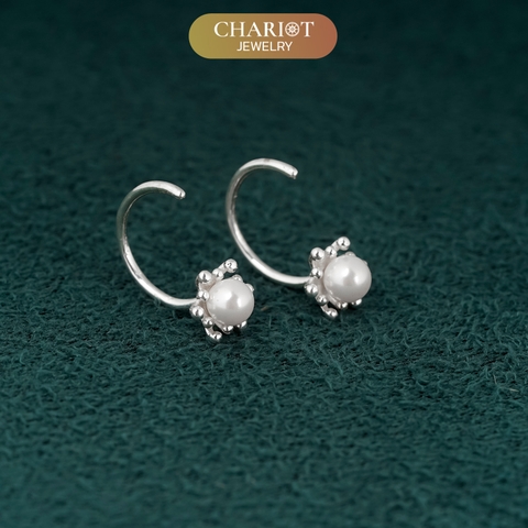 Khuyên tai bạc ECJ82 giọt sương long lanh Chariot Jewelry