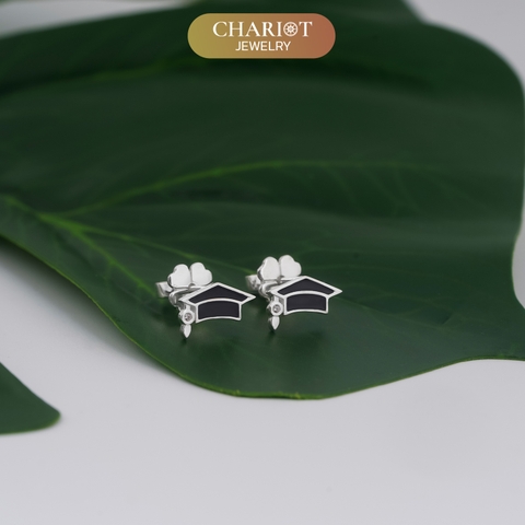 Khuyên tai bạc ECJ86 kỷ niệm tốt nghiệp Chariot Jewelry
