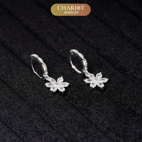 Khuyên tai bạc ECJ90 hoa thả rạng rỡ Chariot Jewelry