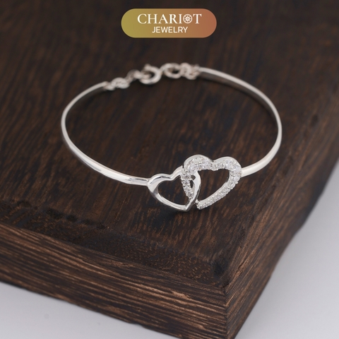 Lắc tay BCJ17 hai trái tim liên kết Chariot Jewelry
