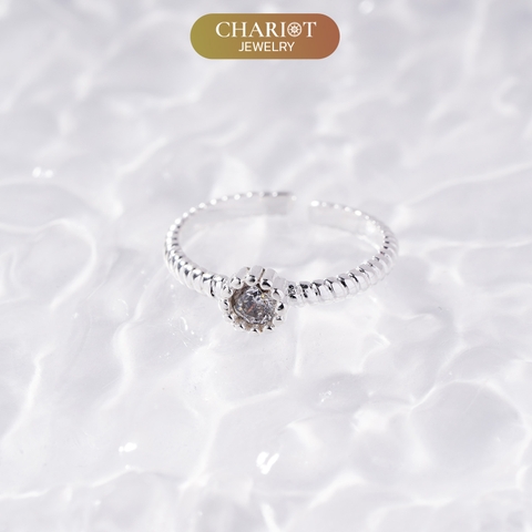 Nhẫn bạc NCJ30 hình mặt trăng đính đá, quà tặng sinh nhật dành cho bạn gái ChariotJewelry