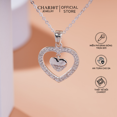 Dây chuyền DCJ07 S925 Trái tim thanh lịch, quà tặng Valentine,ChariotJewelry