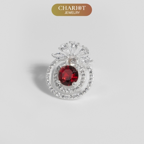 Khuyên tai bạc ECJ57 bông tai giọt đỏ quyến rũ, sang chảnh ChariotJewelry