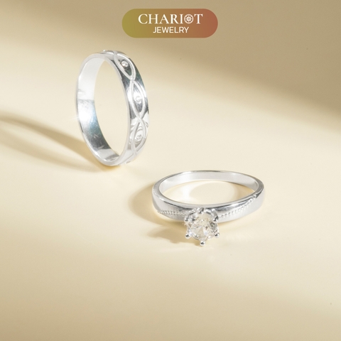 Nhẫn đôi bạc S925 nam nữ NCJ116 Destiny's Promise, nhẫn couple bạc, quà tặng 8-3 ý nghĩa dành tặng bạn gái, ChariotJewelry