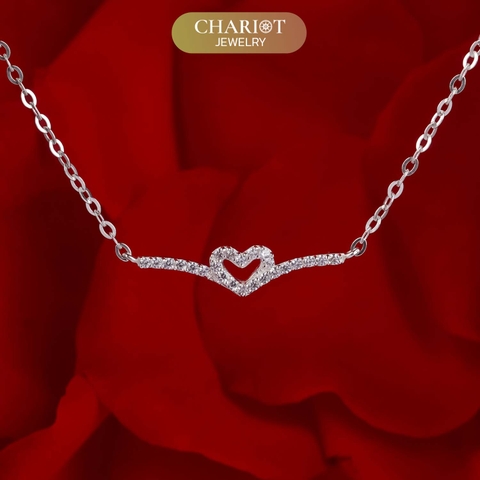 Dây chuyền DCJ78 trái tim thanh lịch đính đá CZ lấp lánh bạc 925 ChariotJewelry