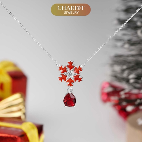 Dây chuyền bạc DCJ58 hoa tuyết ruby