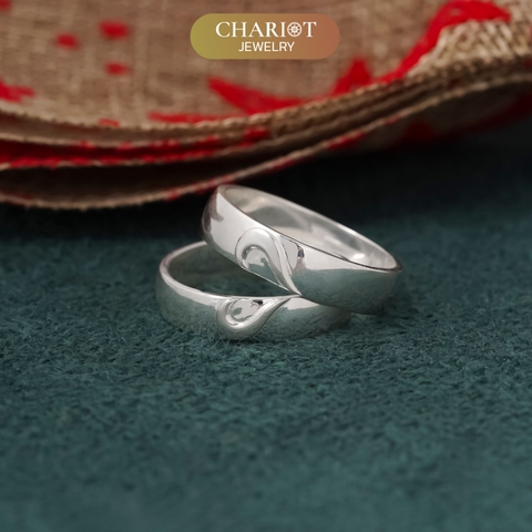 Nhẫn đôi bạc S925 nam nữ NCJ101 Heart Bond, nhẫn couple bạc, quà tặng 8-3 ý nghĩa dành tặng bạn gái, ChariotJewelry