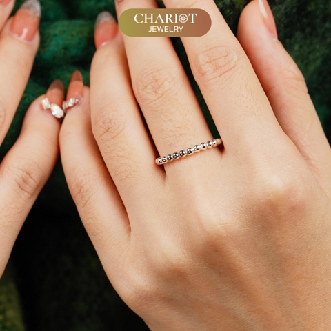 Nhẫn bạc NCJ03 hạt kết trơn, quà tặng sinh nhật dành cho bạn gái ChariotJewelry
