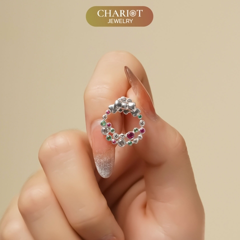 Khuyên tai bạc ECJ37 Vòng Giáng sinh s925 ChariotJewelry