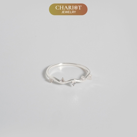 Nhẫn bạc NCJ115 Glittering Wave đính đá CZ, ChariotJewelry