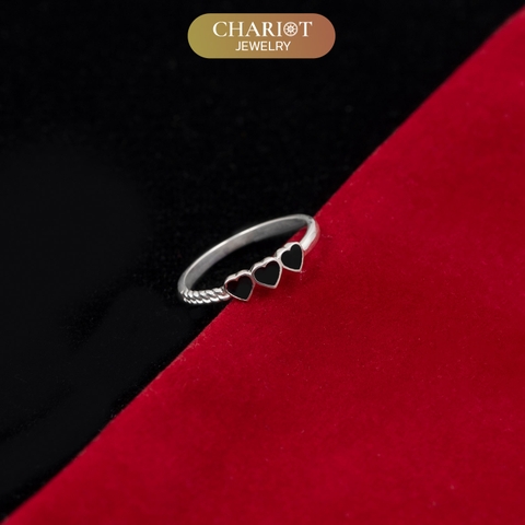 Nhẫn Bạc NCJ04 3 Lớp Kết Hạt Đính Đá Chariot Jewelry