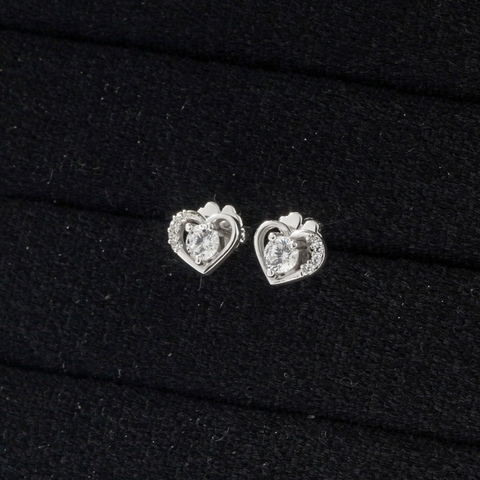 Khuyên tai bạc ECJ21 Trái tim đỏ rực lửa s925 ChariotJewelry