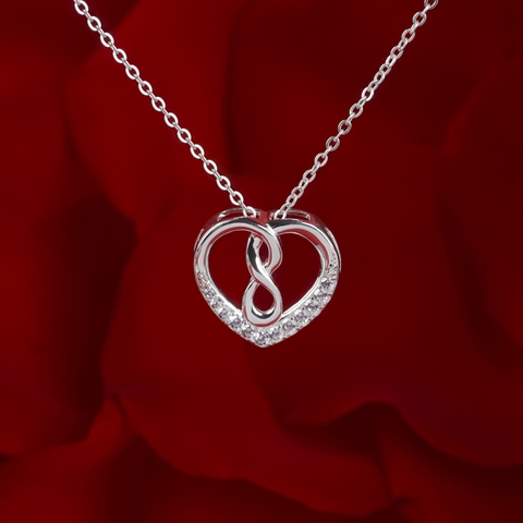 Dây chuyền bạc DCJ17 925 Infinity Knot Heart, quà tặng Valentine ý nghĩa, Chariot Jewelry