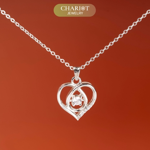 Dây chuyền bạc DCJ46 S925 trái tim đính đá, quà tặng 8-3 ý nghĩa, Chariot Jewelry