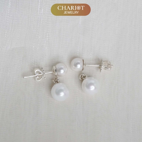 Khuyên tai nữ ECJ11 ngọc trai nhân tạo xinh xắn, dễ thương ChariotJewelry