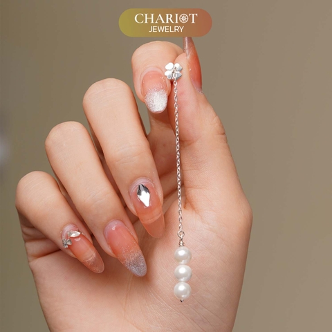 Khuyên tai bạc ECJ26 Giọt nước mắt Tiên cá s925 ChariotJewelry