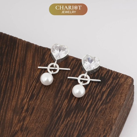 Khuyên tai bạc ECJ59 tình yêu lấp lánh ChariotJewelry