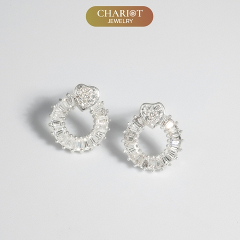 Khuyên tai bạc ECJ89 vòng tròn tinh tú Chariot Jewelry