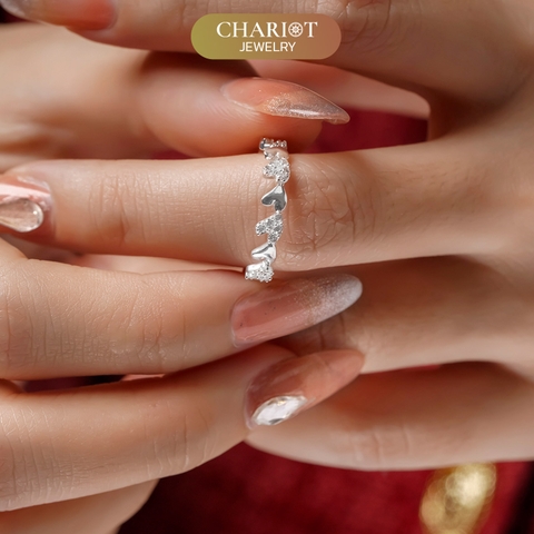 Nhẫn bạc NCJ46 Vòng lặp trái tim ChariotJewelry