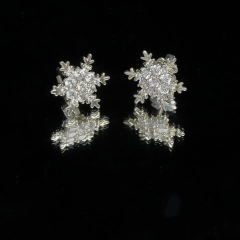 Khuyên tai bạc ECJ05 bạc 925 bông tuyết đính đá lấp lánh ChariotJewelry