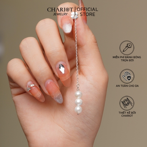 Khuyên tai bạc ECJ26 Giọt nước mắt Tiên cá s925 ChariotJewelry