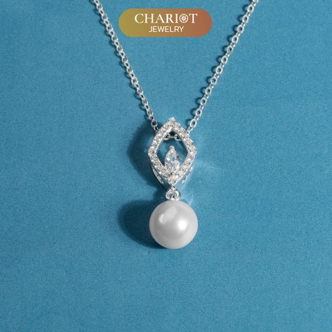 Dây chuyền bạc s925 DCJ183 ngọc trai đính đá CZ lấp lánh ChariotJewelry