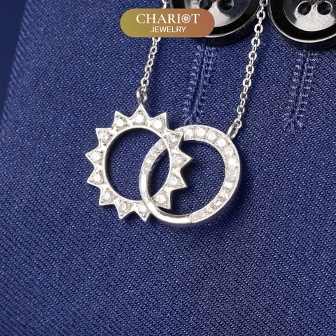 Dây chuyền bạc DCJ61 mặt trăng ôm mặt trời s925 ChariotJewelry