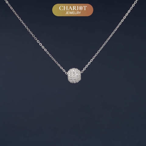 Dây chuyền bạc s925 DCJ203 đá tròn nhỏ, phong cách Hàn Quốc nhẹ nhàng, ChairotJewelry
