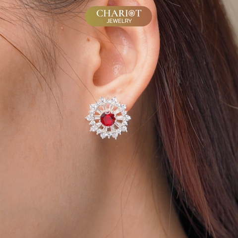 Khuyên tai bạc ECJ24 Vòng xoay hoa mặt trời s925 ChariotJewelry