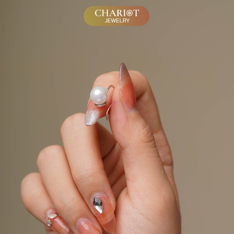 Khuyên tai bạc ECJ30 Minimalist Pearl s925 ChariotJewelry