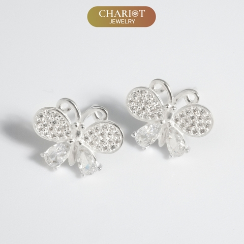 Khuyên tai bạc ECJ96 bươm bướm lung linh Chariot Jewelry