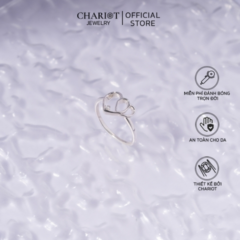Nhẫn bạc NCJ56 S925 Trái tim đáng yêu, quà tặng 8-3 ý nghĩa dành cho bạn gái, Chariot Jewelry