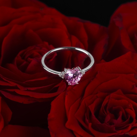 Nhẫn bạc S925 NCJ48 đính đá trái tim, quà tặng 8-3 ý nghĩa dành cho bạn gái, Chariot Jewelry