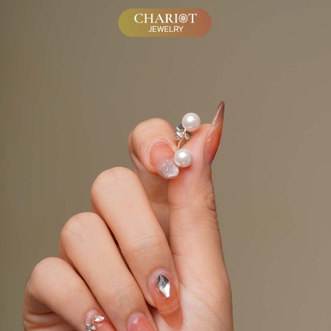 Khuyên tai bạc ECJ28 Two-in-One Pearl s925 ChariotJewelry