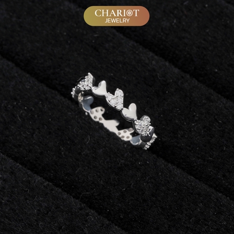 Nhẫn bạc S925 NCJ46 vòng lặp trái tim, quà tặng Valentine ý nghĩa dành cho bạn gái, Chariot Jewelry