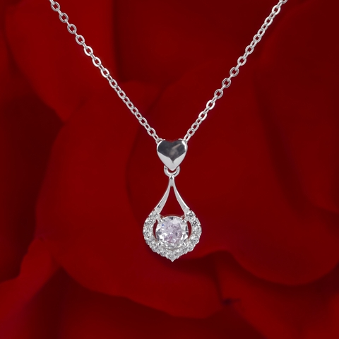 Dây chuyền DCJ40 S925 giọt nước đính đá bạc, quà tặng 8-3 ý nghĩa, Chariot Jewelry