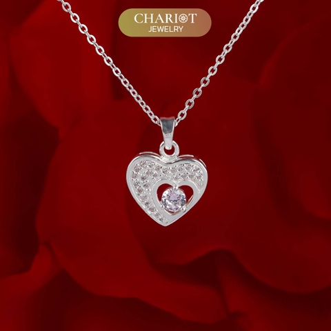 Dây chuyền bạc DCJ43 S925 Trái tim lấp lánh, quà tặng 8-3 ý nghĩa, Chariot Jewelry