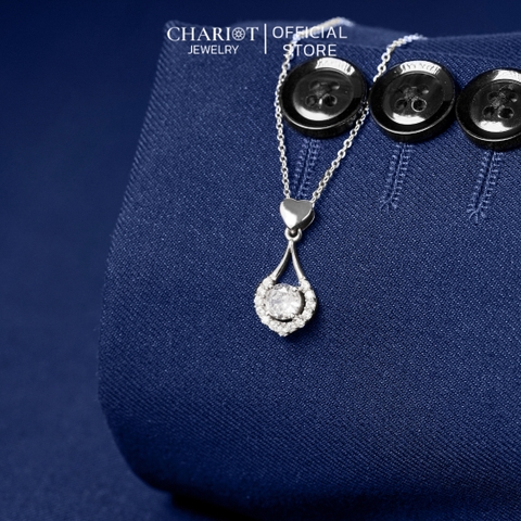 Dây chuyền DCJ40 S925 giọt nước đính đá bạc, quà tặng 8-3 ý nghĩa, Chariot Jewelry